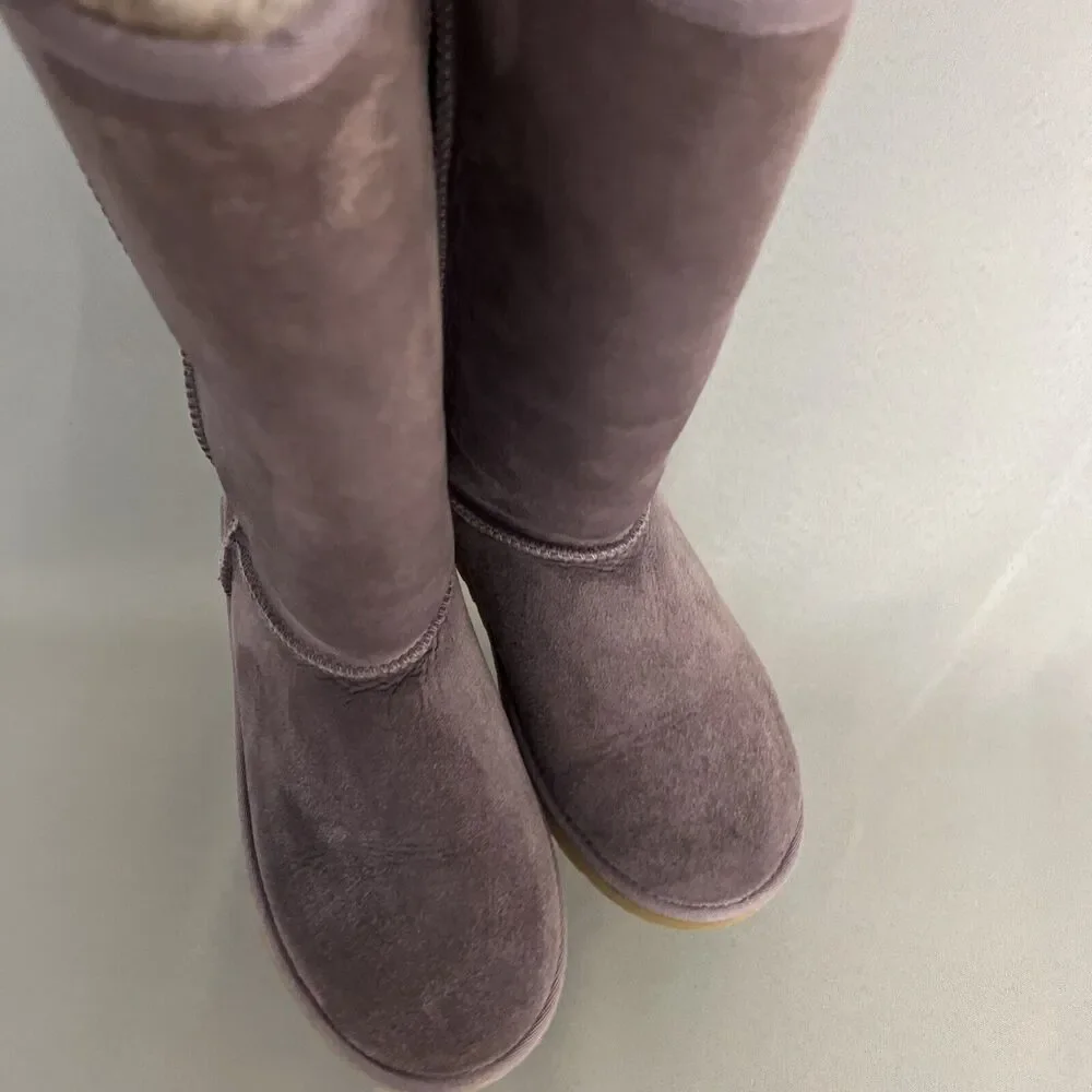 Womens UGG Boots Classic Tall Purple Sheepskin Suede Wool Boho Malibu Sz 6 Fits7 - Picture 7 of 16